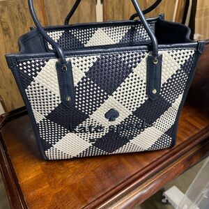 Kate Spade Navy and Cream Plaid Tote